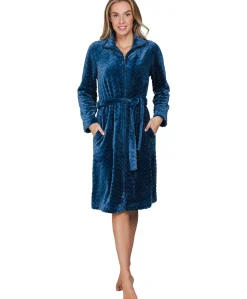 Dames ochtendjas blauw
