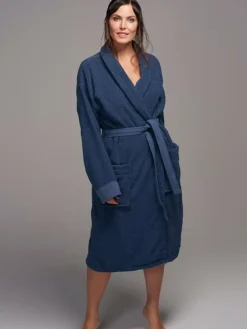 Dames ochtendjas blauw