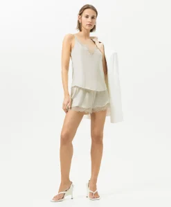 Dames pyjamashorts ecru
