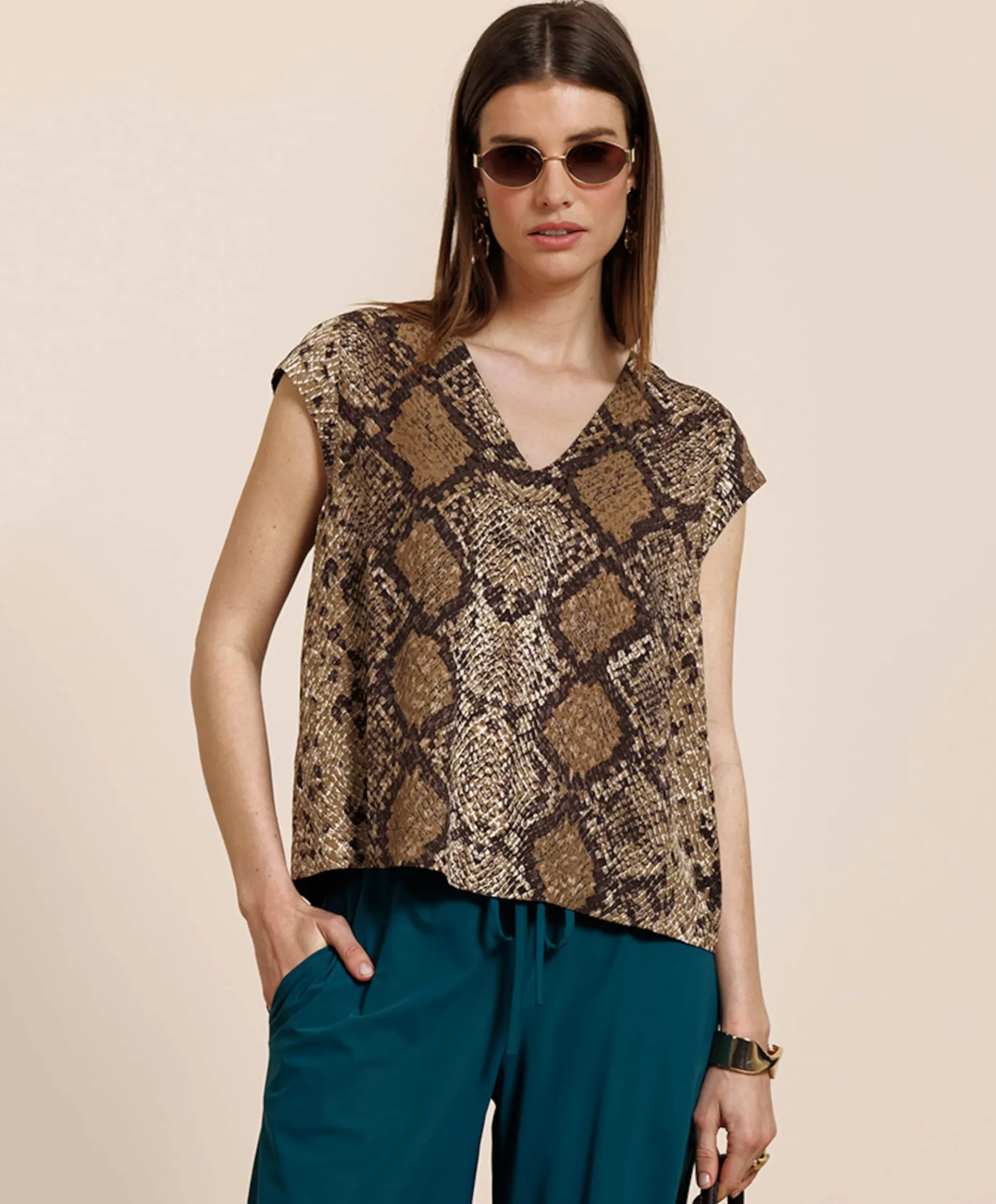 Dames top beige