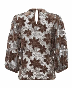 Dames top bruin