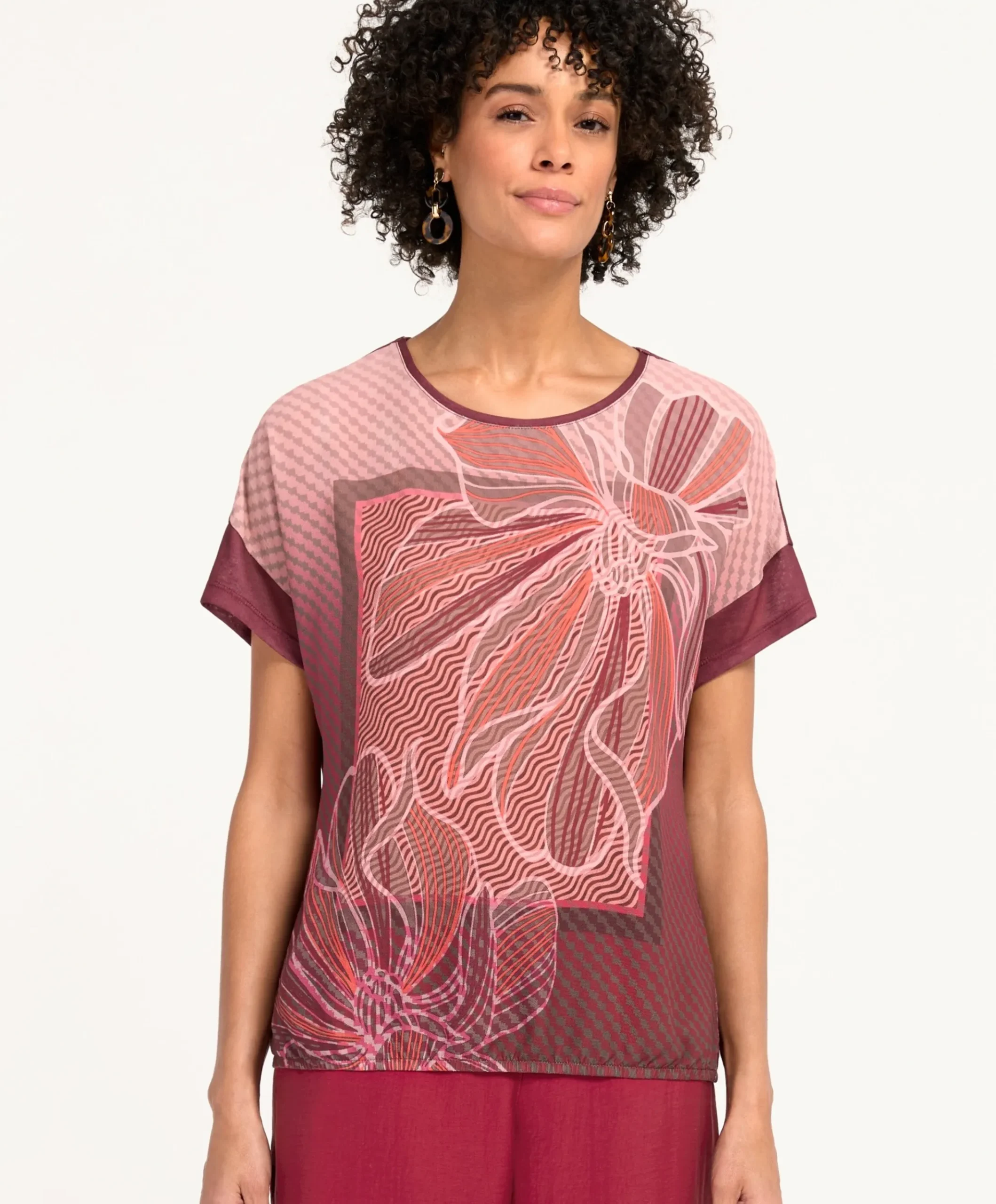 Dames T-shirt bordeaux