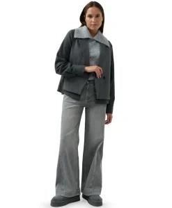 Denim barrel jeans met siernaa dames jeans grijs