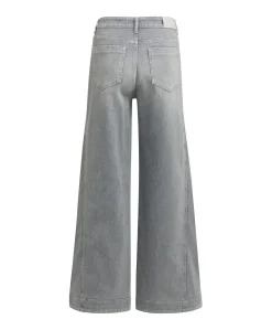 Denim barrel jeans met siernaa dames jeans grijs