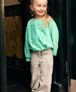 Denim Wide Fit Embossing meisjes jeans grijs