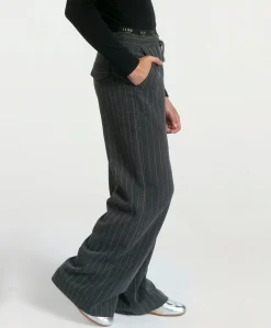 ESILA PINSTRIPE VIS 350 G meisjes pantalon grijs