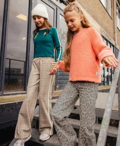 Extra Wide Check meisjes broek bruin