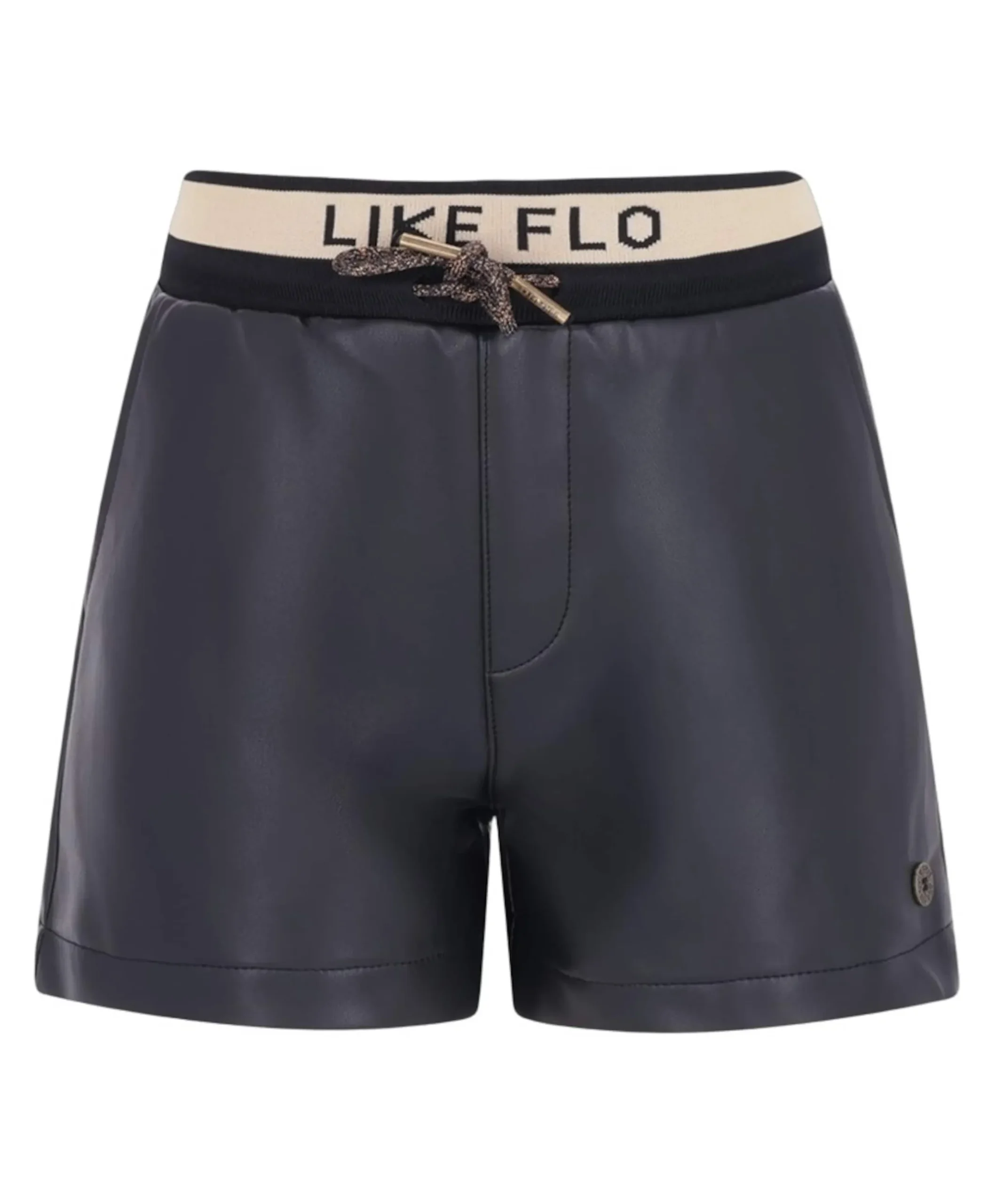 Faylinn faux leather meisjes korte broek zwart