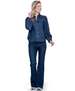 Flair lurex dames jeans blauw