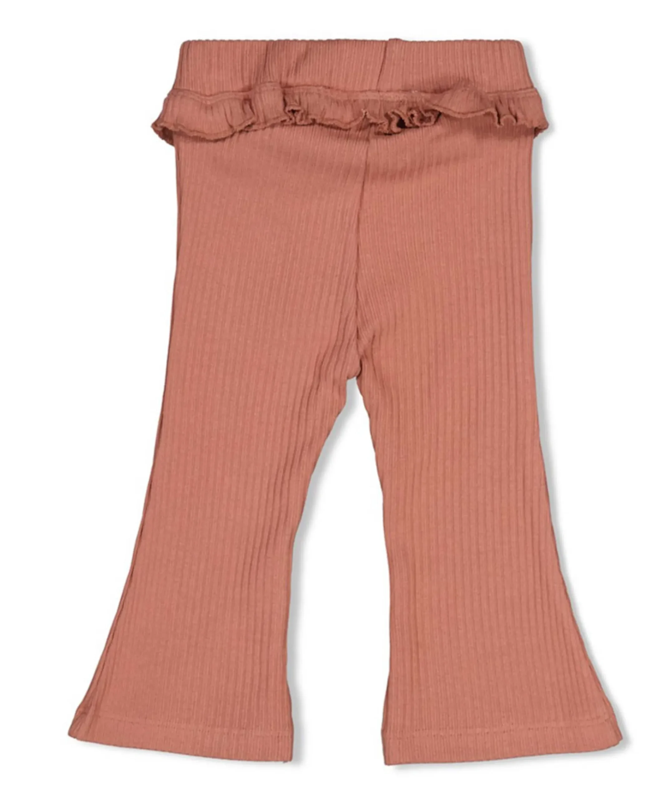 Flare broek rib meisjes broek oranje