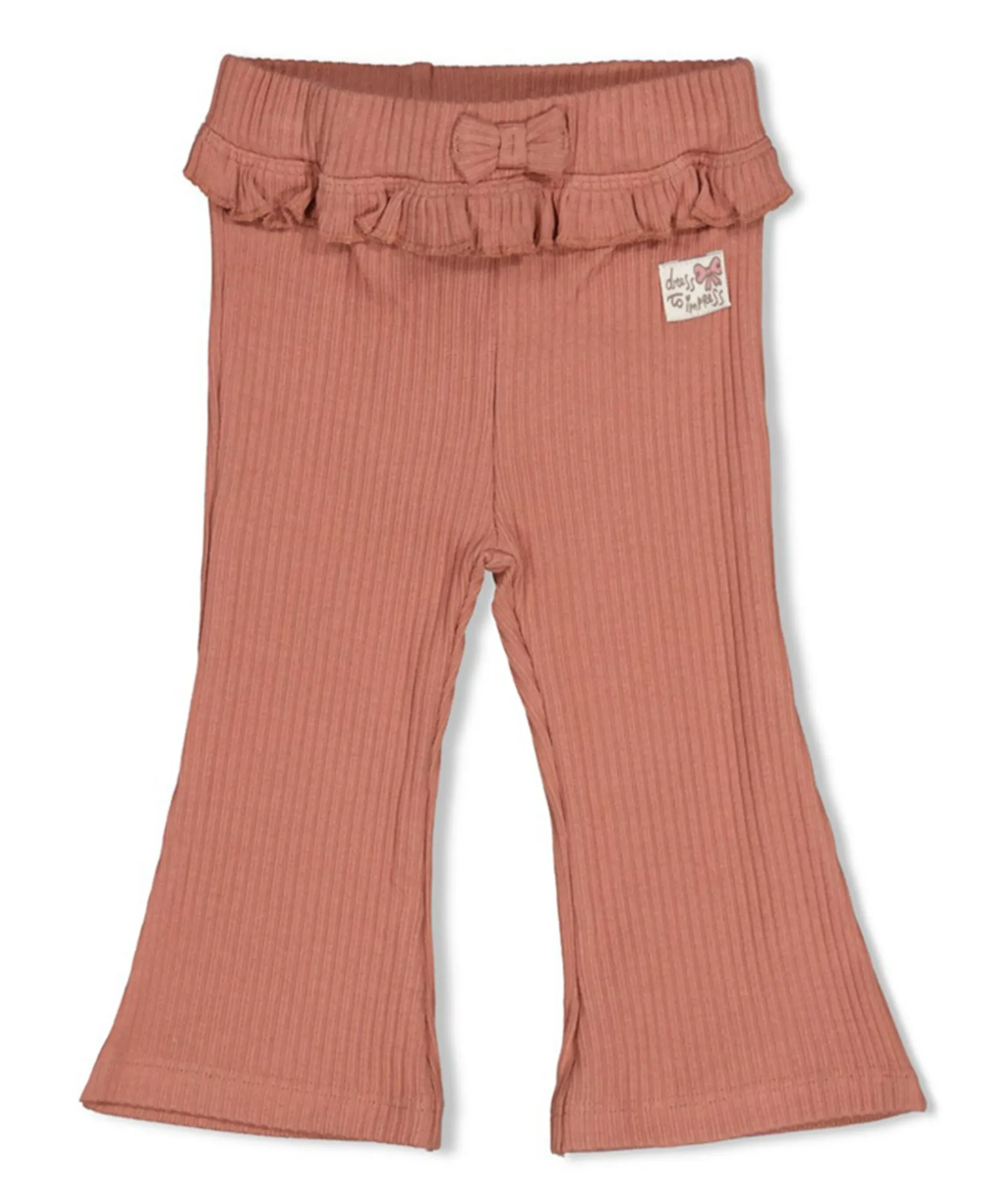 Flare broek rib meisjes broek oranje