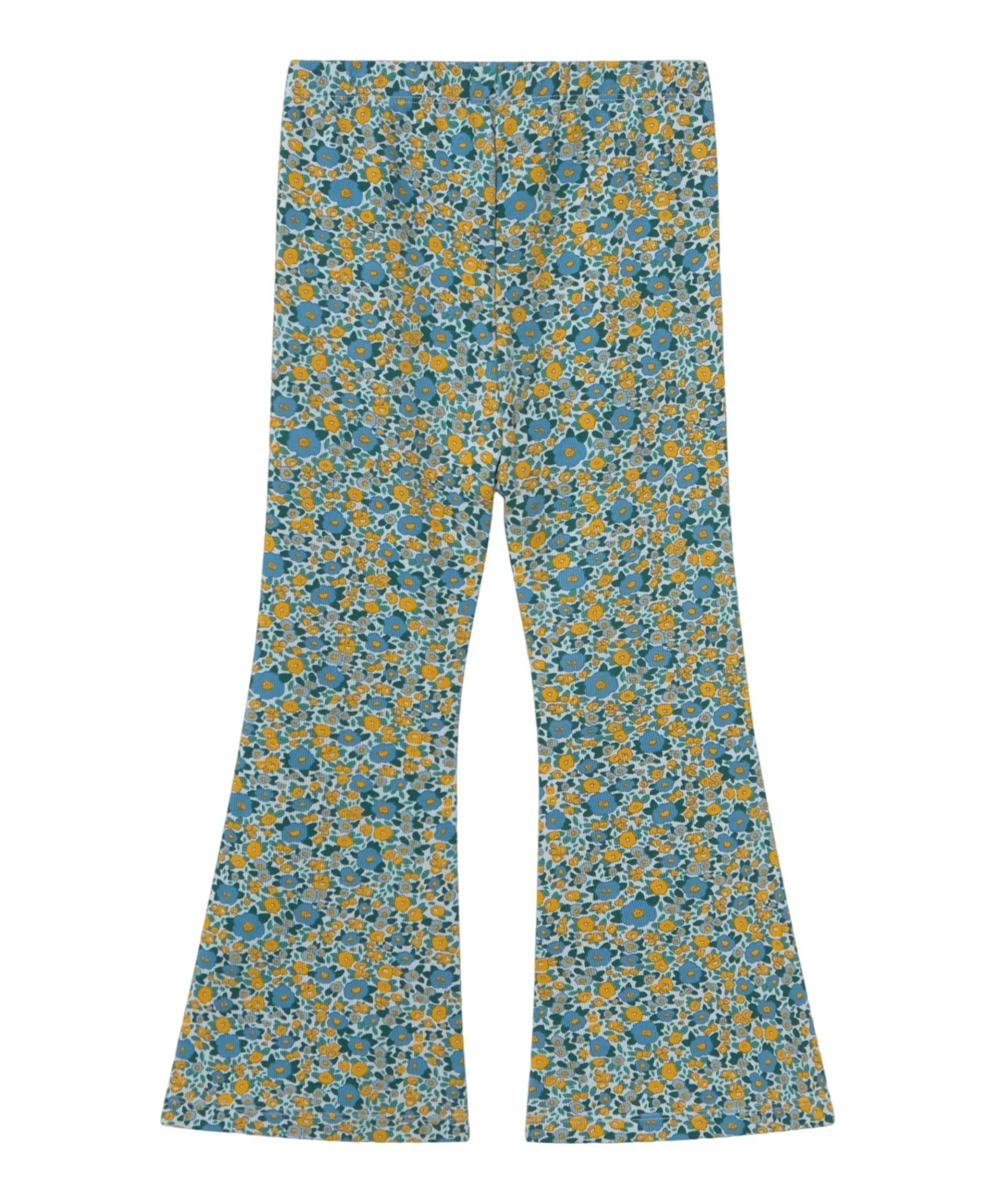 Flower rib pant meisjes broek blauw