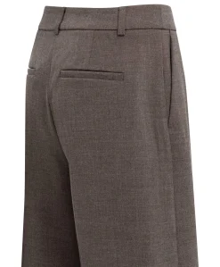 Geweven met hoge taille dames bermuda bruin
