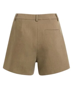 Geweven met plooien dames skort bruin