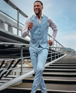 Heren gilet blauw