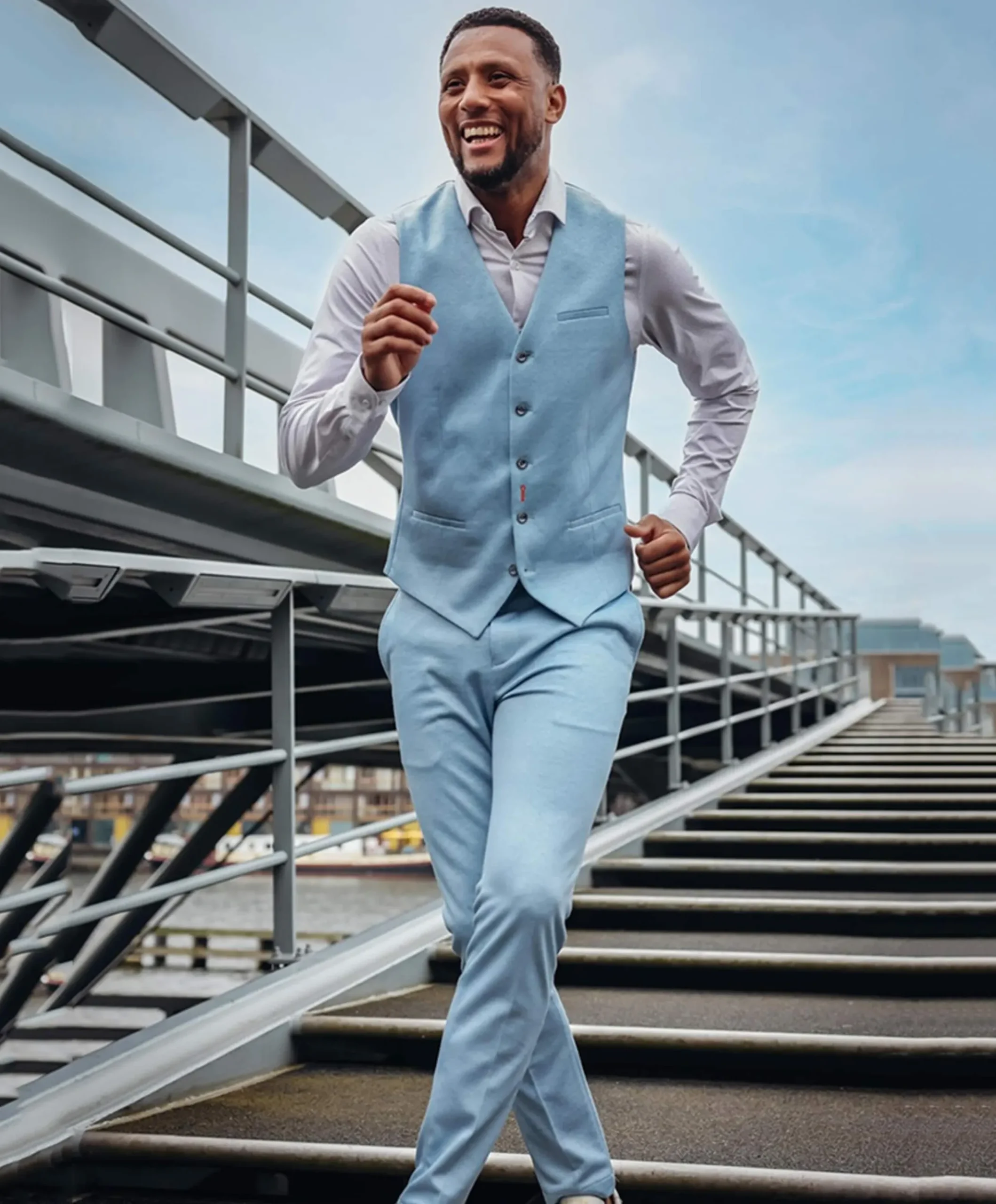 Heren gilet blauw