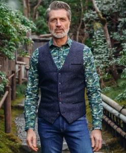 Heren gilet blauw