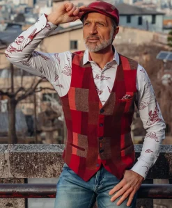 Heren gilet bordeaux