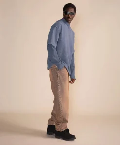 Heren longsleeve blauw