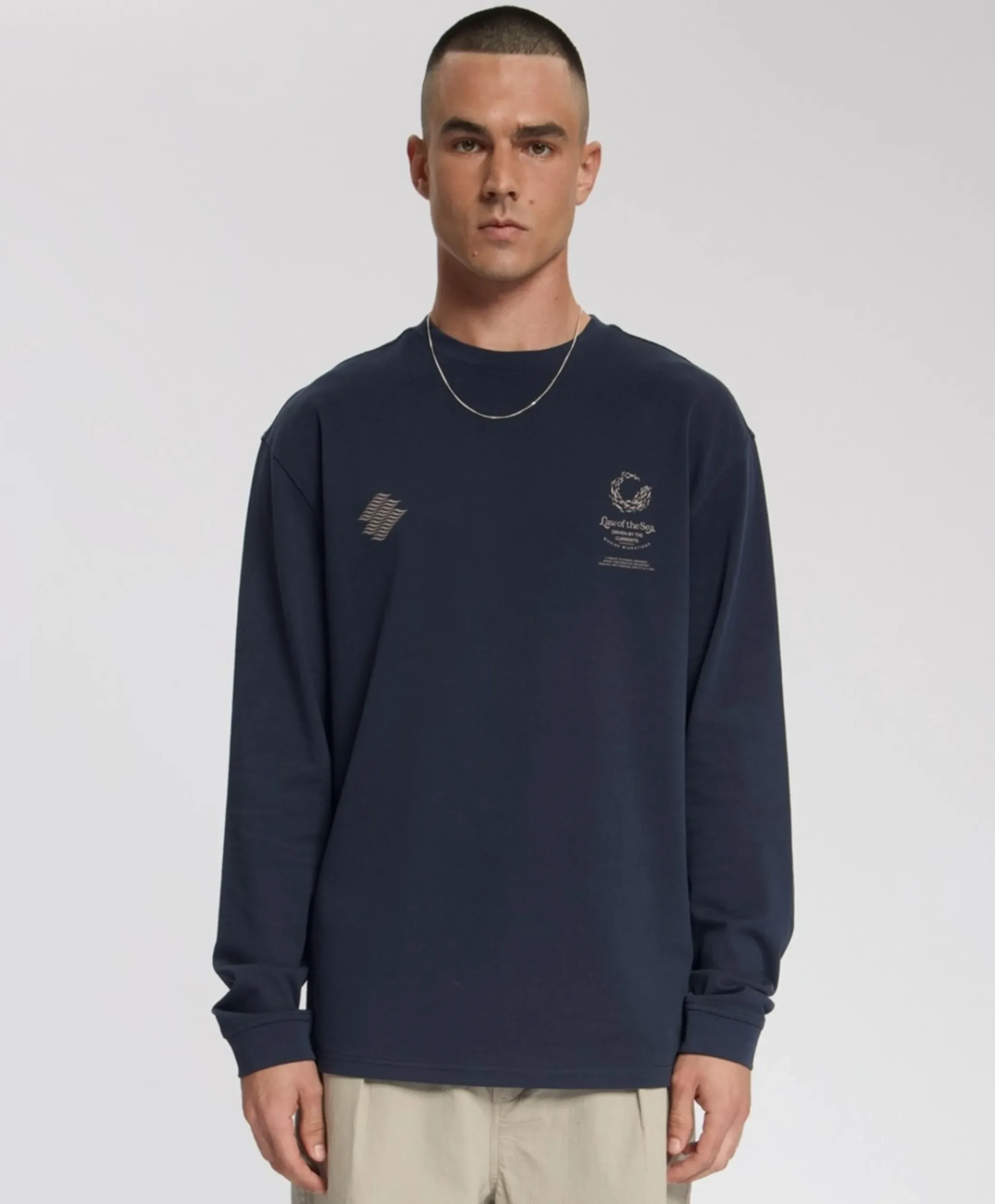 Heren longsleeve blauw