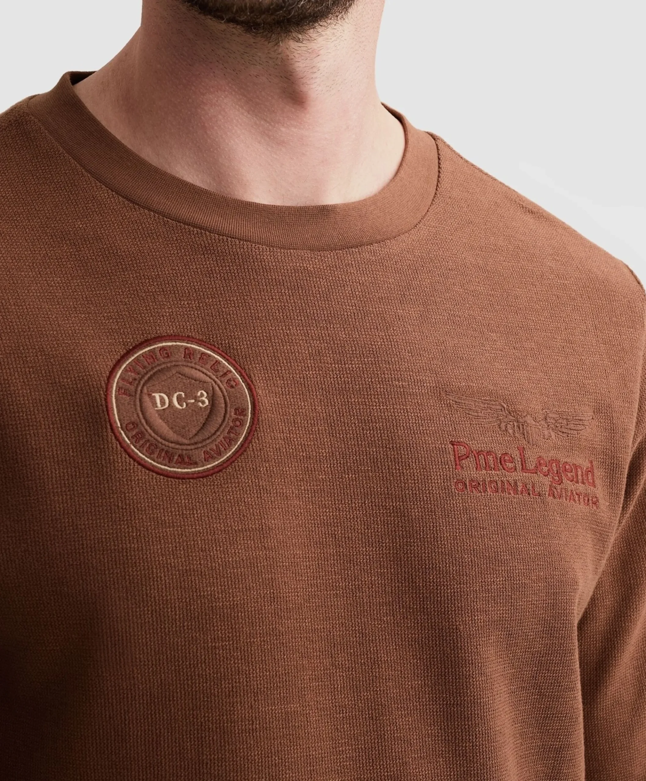 Heren longsleeve bruin