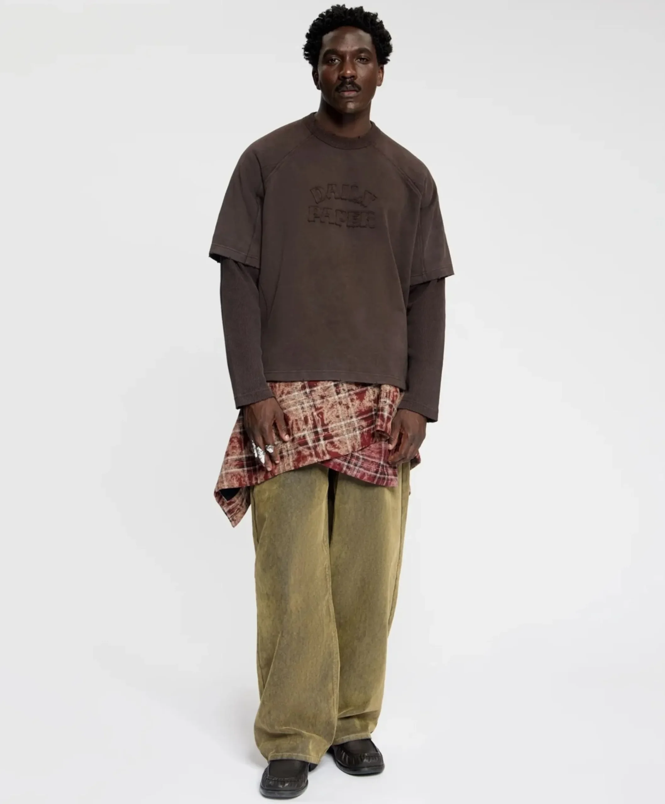 Heren longsleeve bruin
