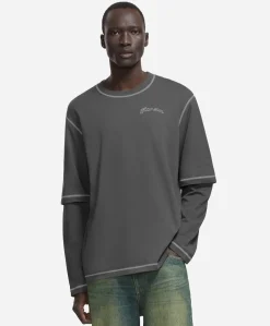 Heren longsleeve donkergrijs