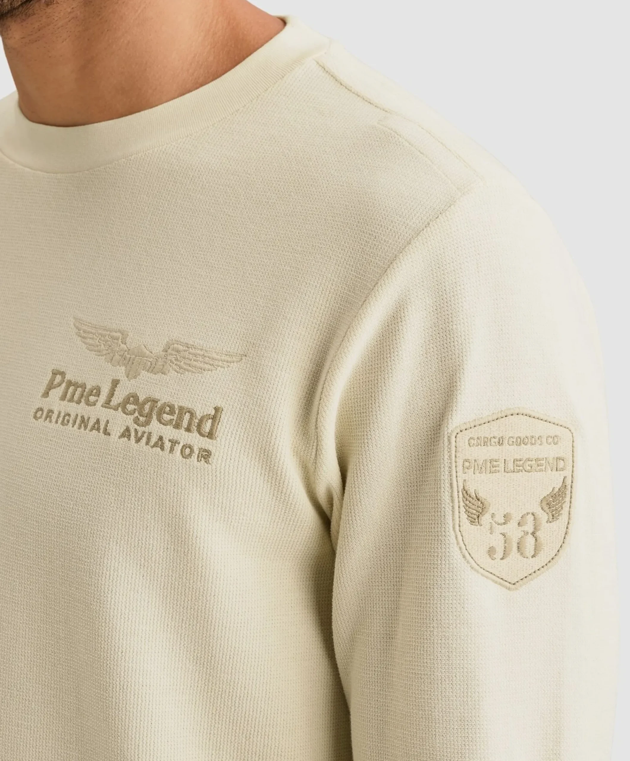 Heren longsleeve ecru