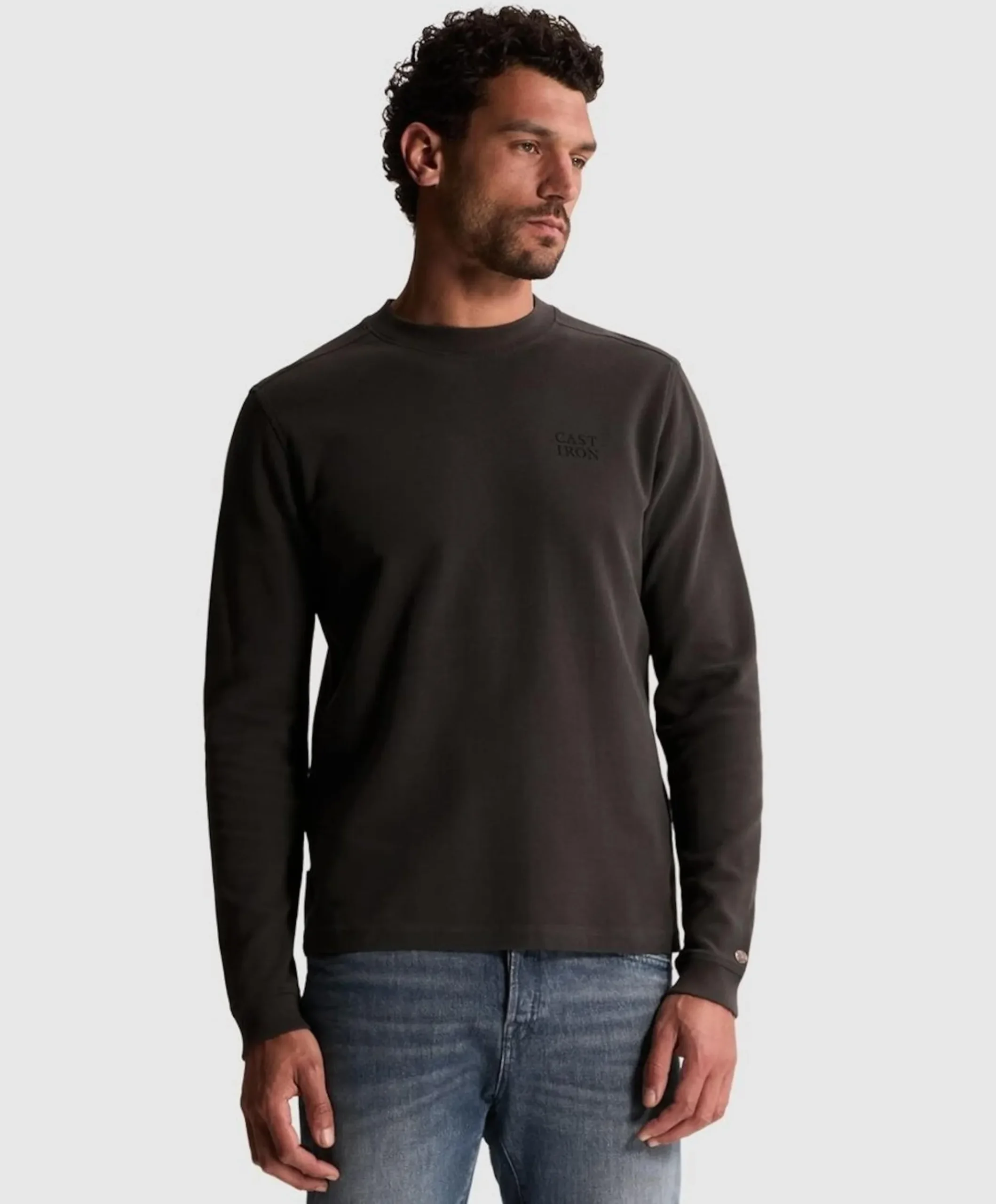 Heren longsleeve grijs