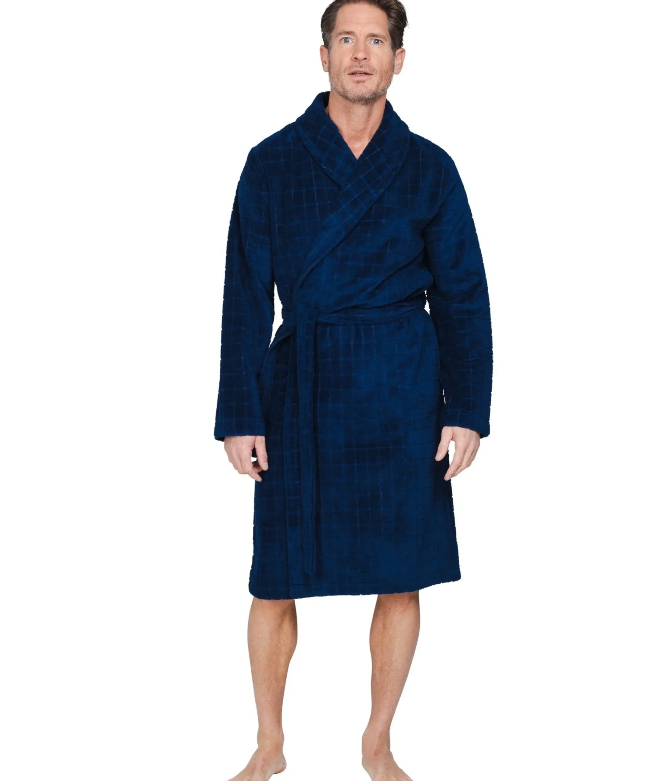 Heren ochtendjas blauw