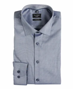 Heren overhemd extra lange mouw blauw