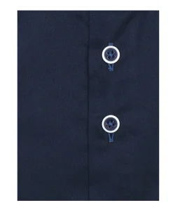 Heren overhemd extra lange mouw blauw