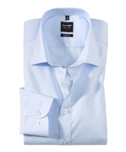 Heren overhemd extra lange mouw blauw