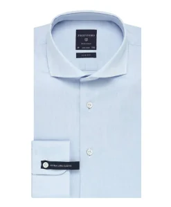 Heren overhemd extra lange mouw blauw