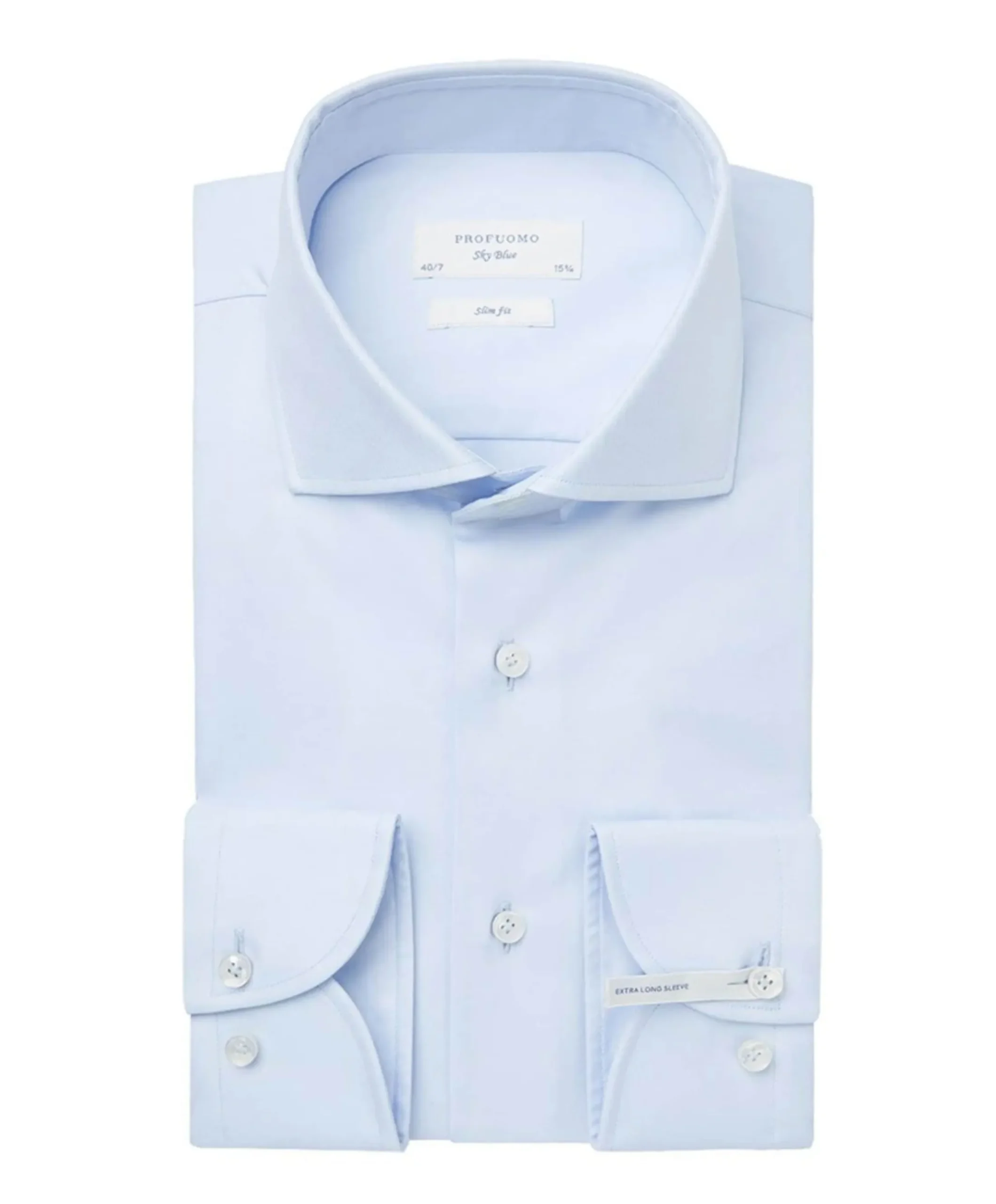 Heren overhemd extra lange mouw blauw