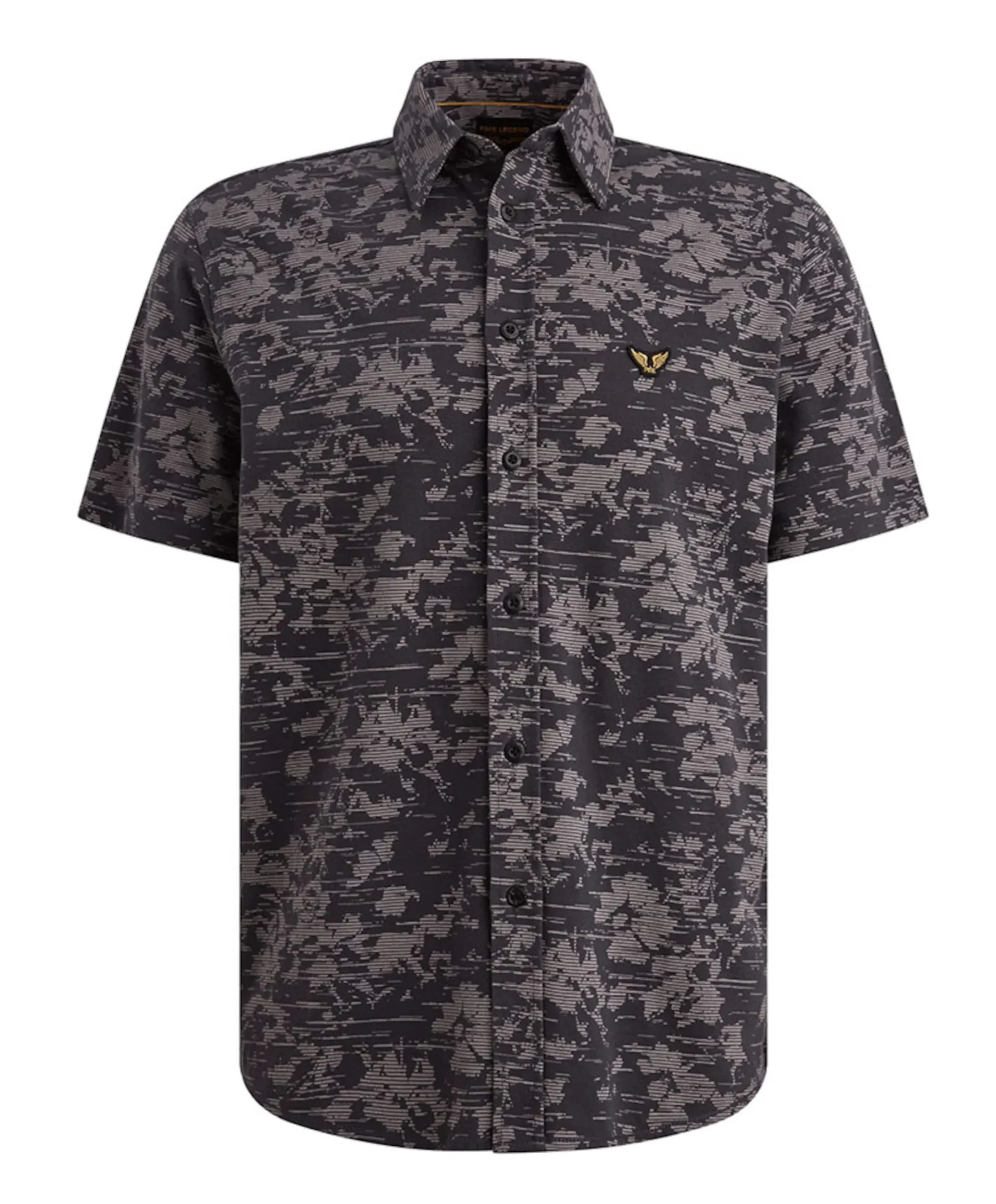 Heren overhemd korte mouw blauw