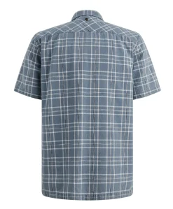 Heren overhemd korte mouw blauw