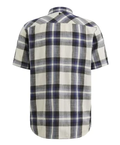 Heren overhemd korte mouw blauw