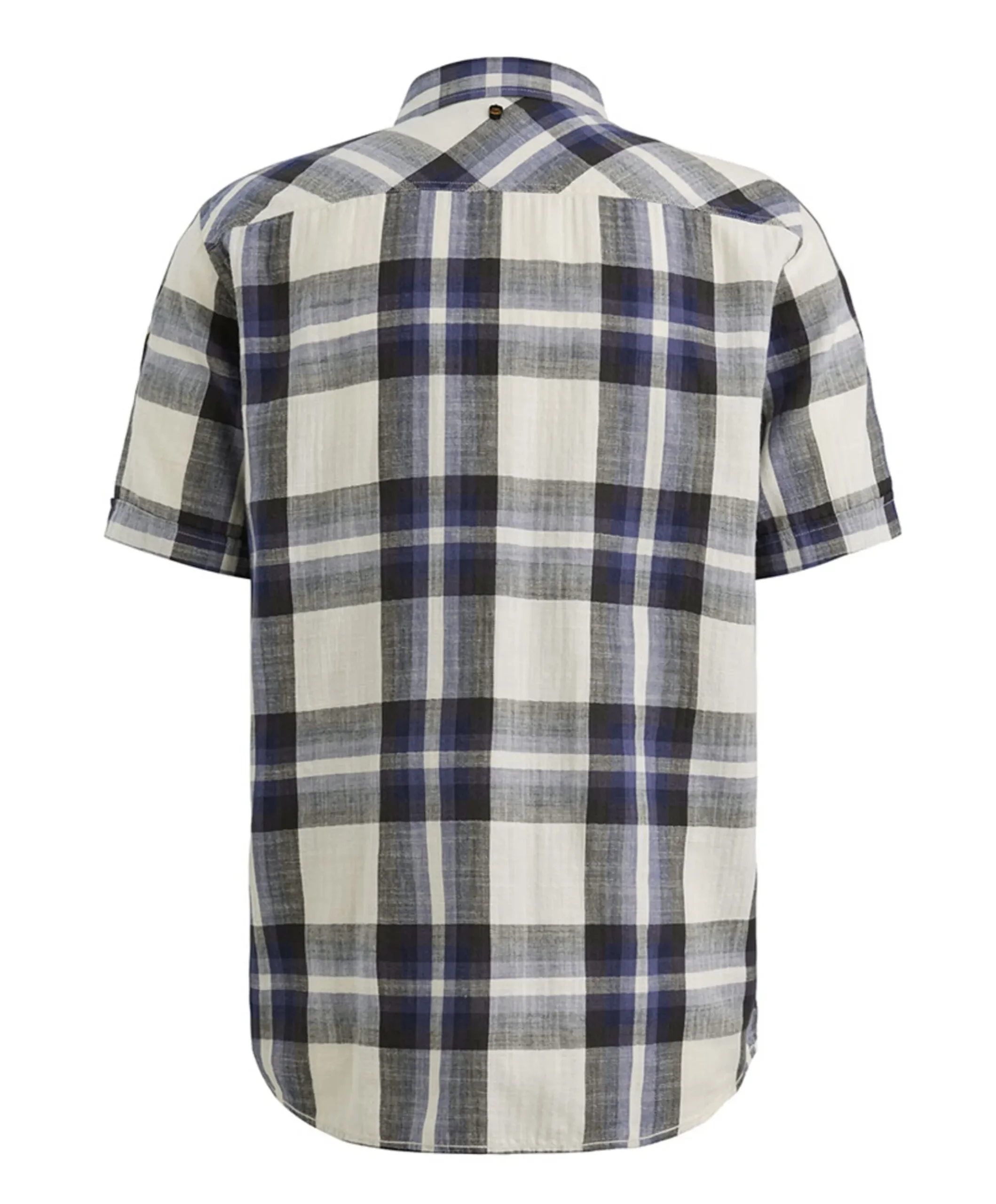 Heren overhemd korte mouw blauw