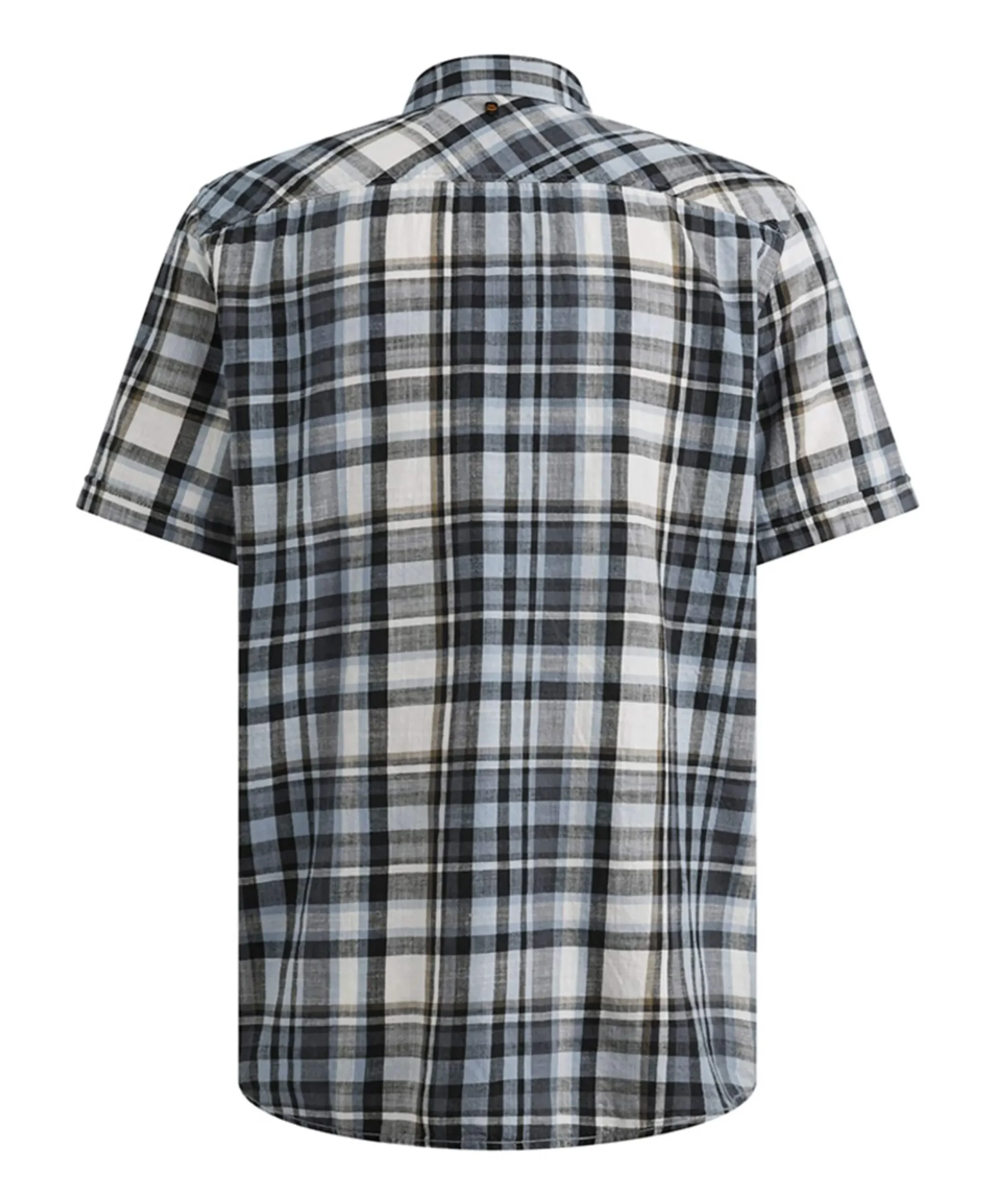 Heren overhemd korte mouw blauw