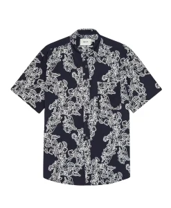 Heren overhemd korte mouw blauw