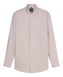 Heren overhemd lange mouw beige