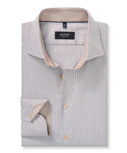 Heren overhemd lange mouw beige