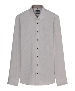 Heren overhemd lange mouw beige