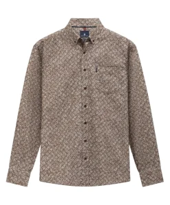 Heren overhemd lange mouw beige