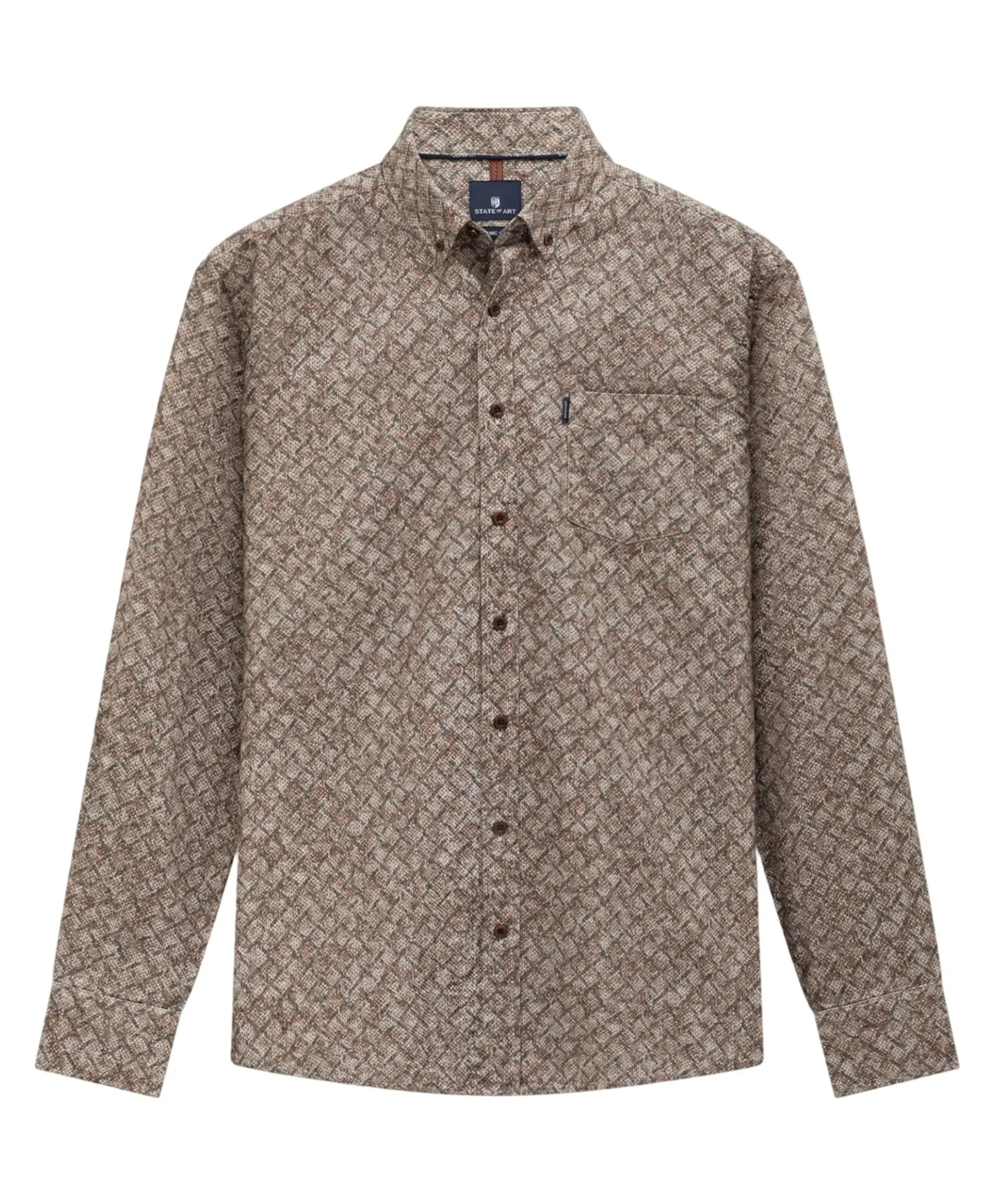 Heren overhemd lange mouw beige
