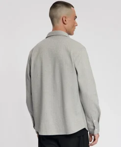 Heren overhemd lange mouw beige