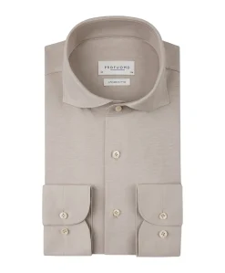 Heren overhemd lange mouw beige