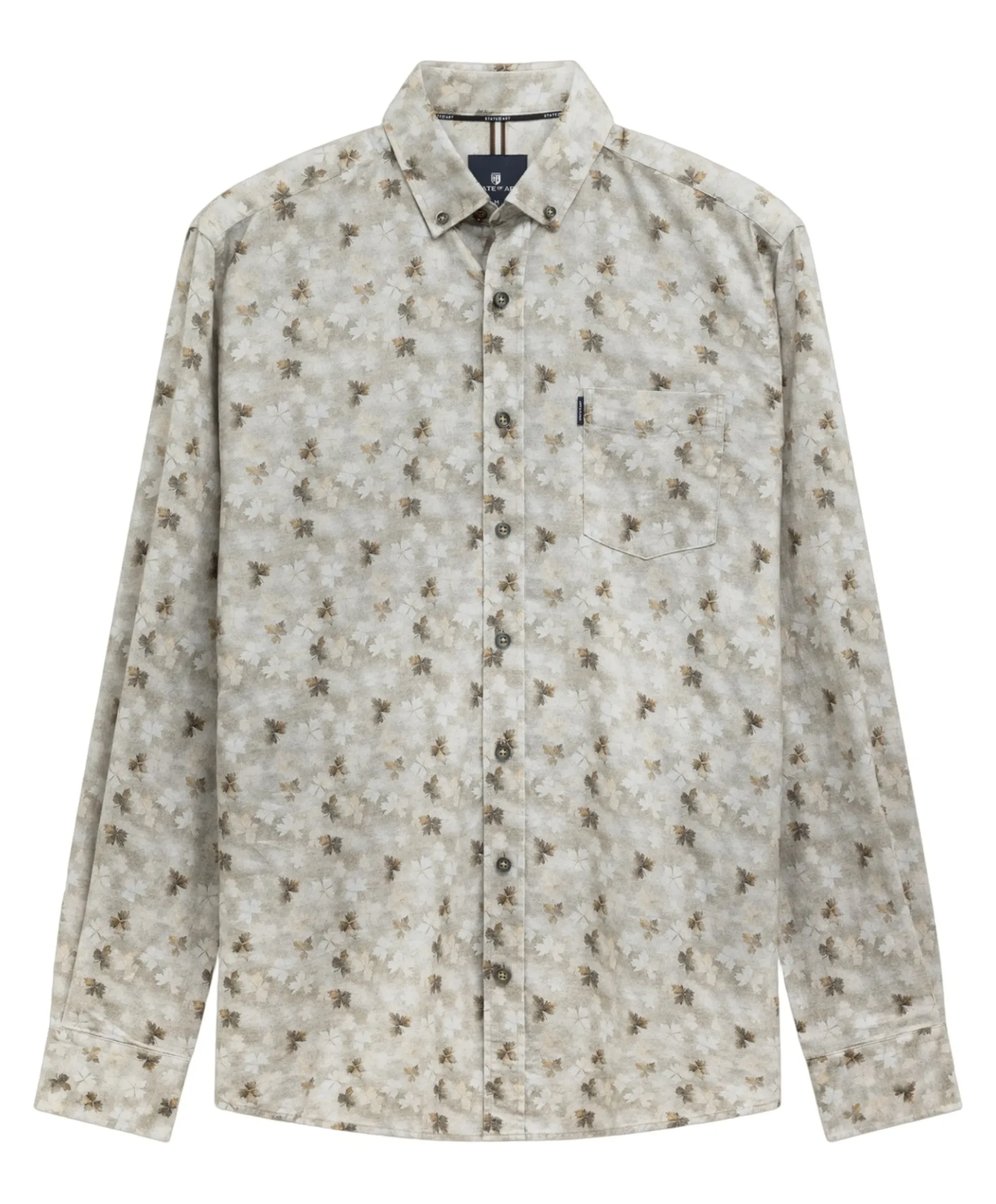Heren overhemd lange mouw beige