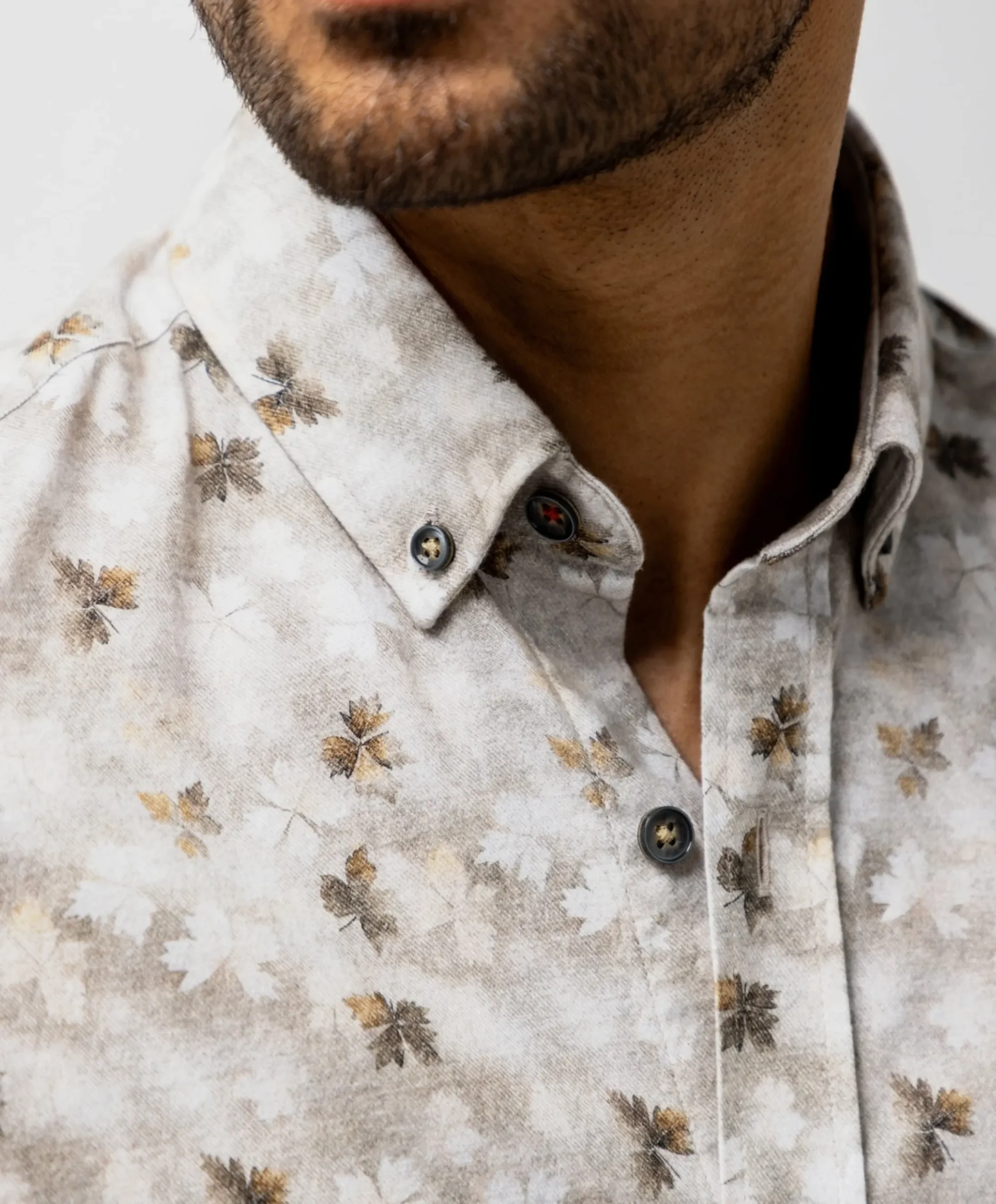 Heren overhemd lange mouw beige